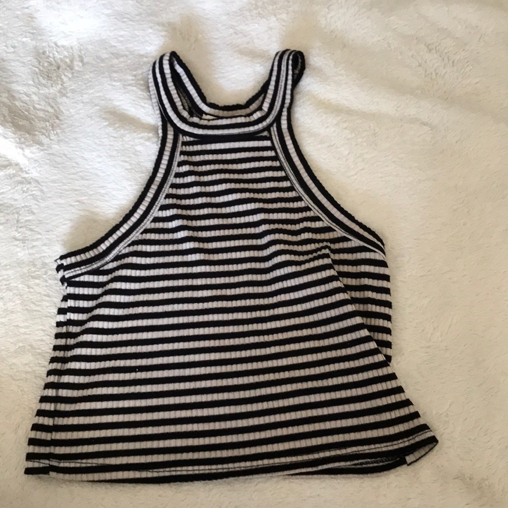 A'gaci stripped cropped halter top